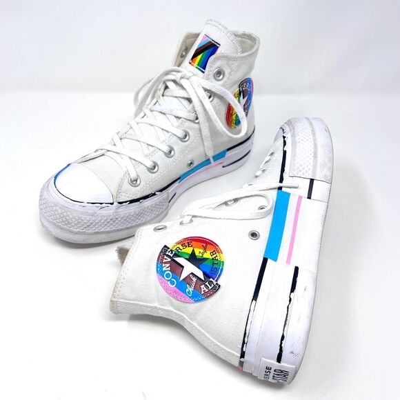 Converse Pride Rainbow Chuck Taylor All Star High Top Lift Platform Sneakers 6.5 - Picture 1 of 10